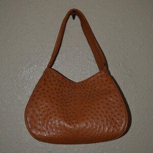 Lisa Barfield Brown Ostrich Shoulder Strap Handbag